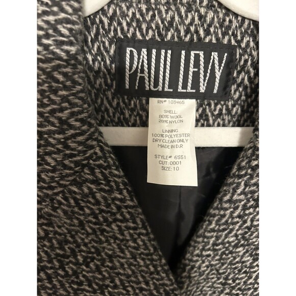 Vintage Paul Levy Trench Coat Womens Gray Wool Herringbone Jacket Size 10 - Picture 4 of 15